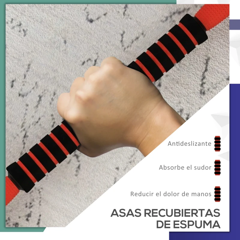 SPORTNOW Kit de Gimnasio 4 en 1 con Barra de Pesas Mancuernas Kettlebell para Entrenamiento de Fuerza en Casa Color Rojo y Negro