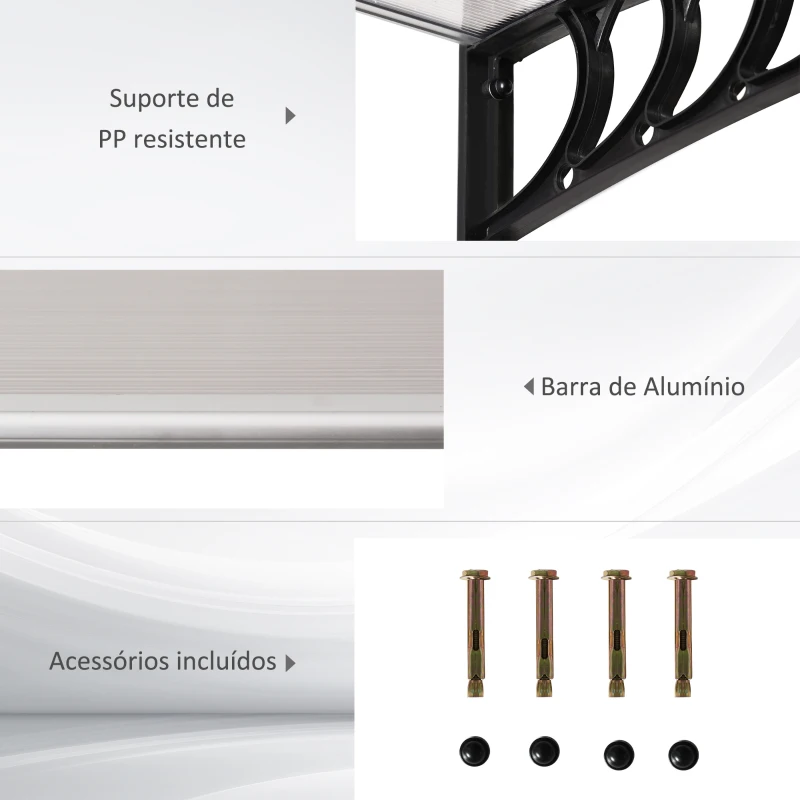 Outsunny Marquise de Proteção para Portas e Janelas 122x89x24 cm Transparente e Preto