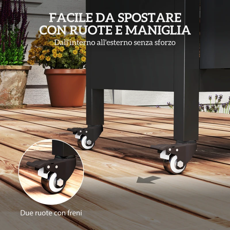 Outsunny Carrello per Barbecue con Armadietto, Ripiano Aperto e Tavolino Laterale, in Acciaio Inox, 116x50x93 cm, Nero