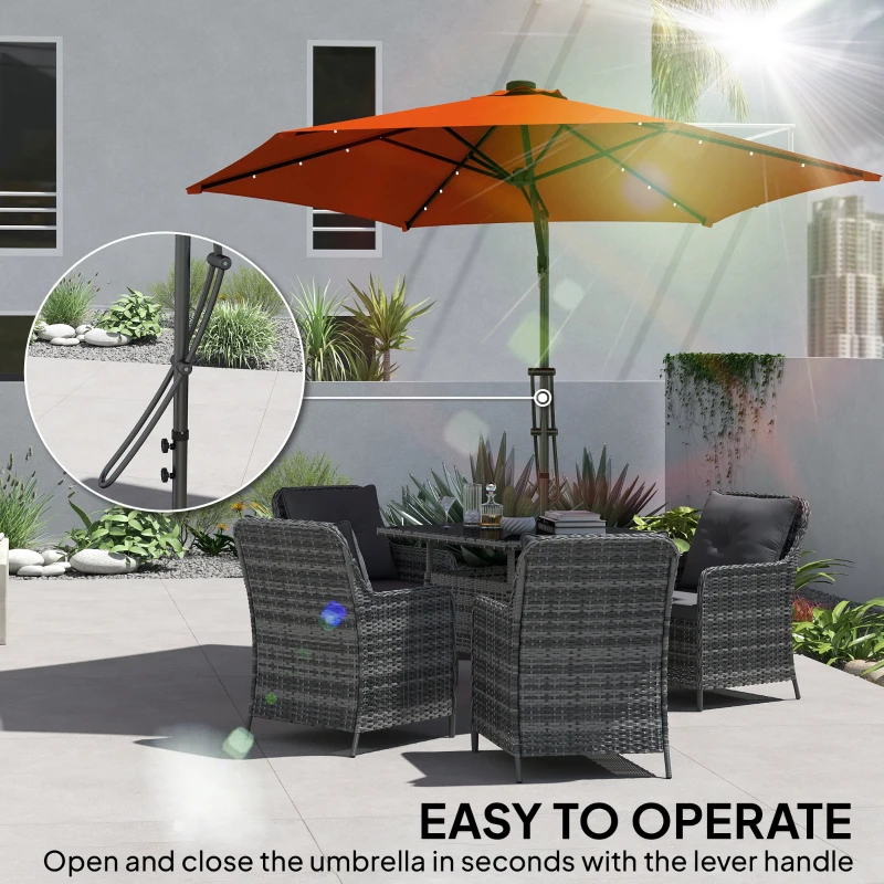 Outsunny 3(m) Solar LED Cantilever Parasol - Orange