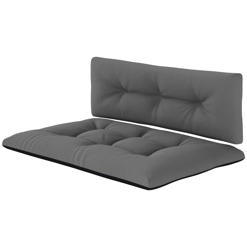 Outsunny Cojines para Palets 2-Piezas Set Acolchados de 120cm de Largo Impermeable Anti-UV para Interior y Exterior Gris Oscuro