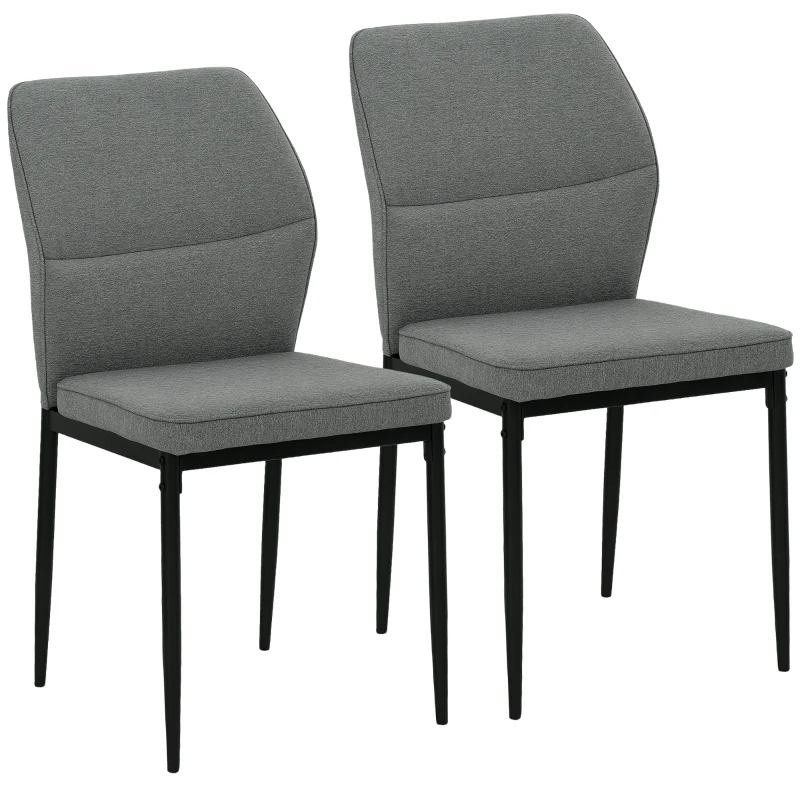 HOMCOM Conjunto de 2 Cadeiras de Jantar Modernas Cadeiras de Cozinha com Assento Acolchoado e Estofado Encosto Curvo 45x57x86 cm Cinzento