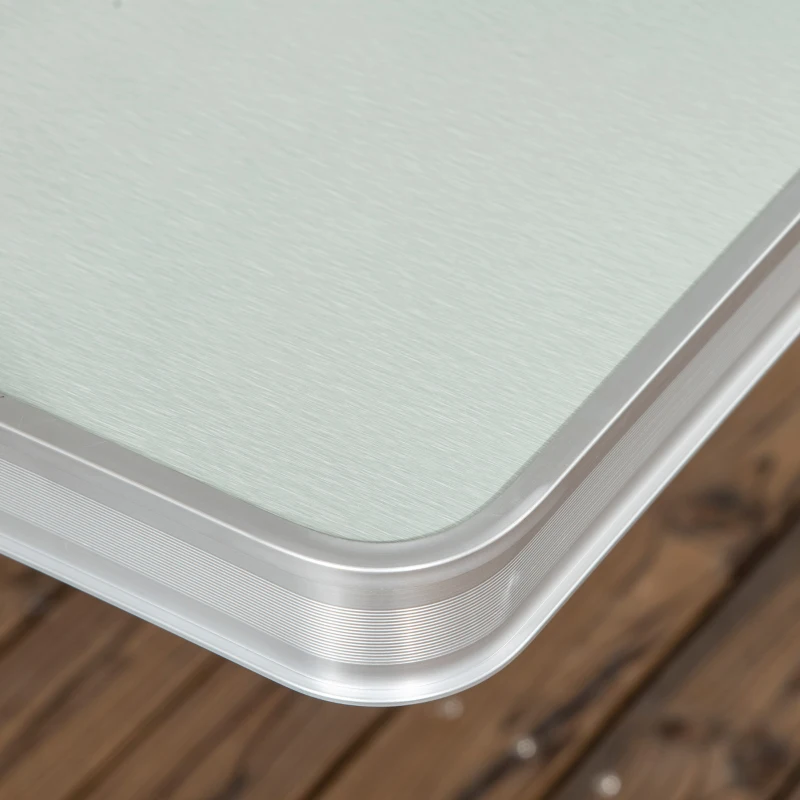 Outsunny Mesa de Campismo Dobrável com 4 Assentos Orifício para Chapéu de Sol e Estrutura de Alumínio para Praia Piquenique 136x85,5x66cm Prata