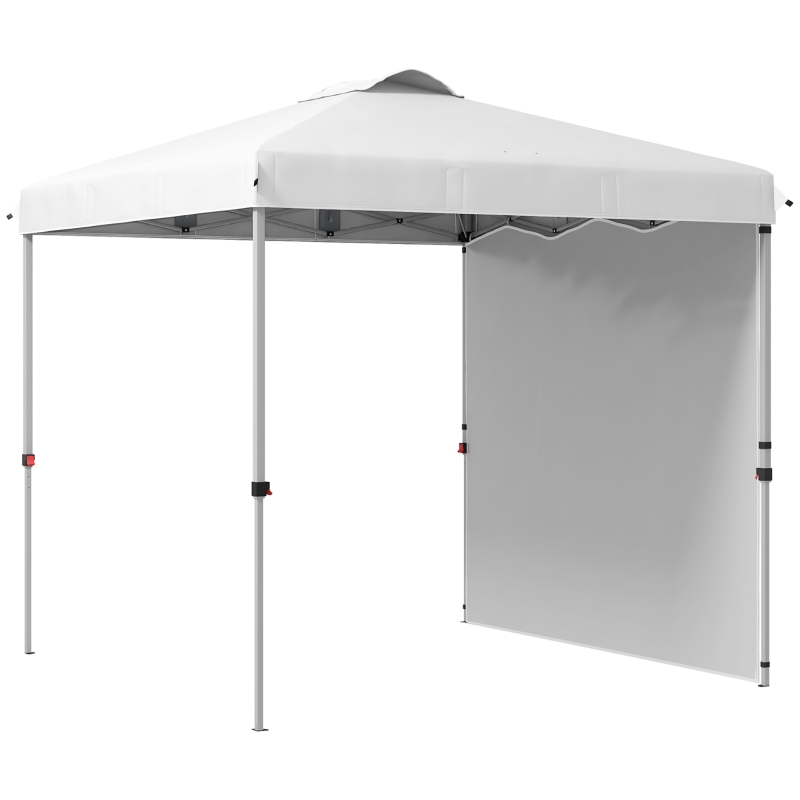 Outsunny Carpa Plegable de Jardín de 2,5x2,5 m con Altura Ajustable Anti-UV con 1 Pared Lateral y Bolsas de Arena Blanco