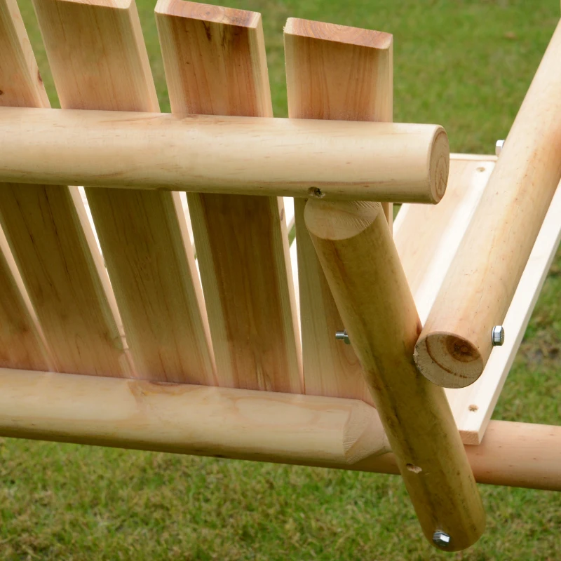 Outsunny Outdoor 2 Seater Swing Chair Larch Wood Garden Swing Seat Porch Hammock Bench Lounger