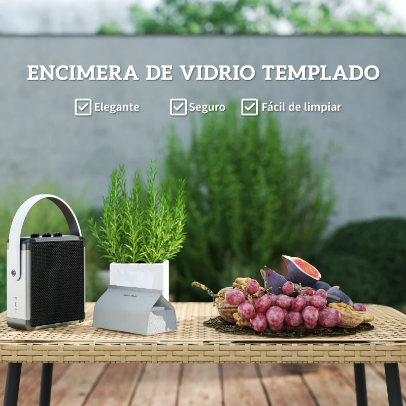 Outsunny Conjunto de Muebles de Jardín de Ratán Sintético de 4 Piezas en Forma de L con Estructura de Acero Cojines y Mesa