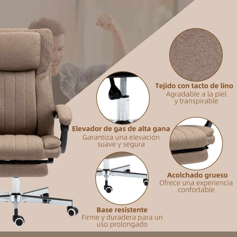 Vinsetto Silla de Oficina Reclinable y Giratoria  con 6 Puntos de Masaje Vibratorio con Mando de Control 65x61x108-118 cm Marrón