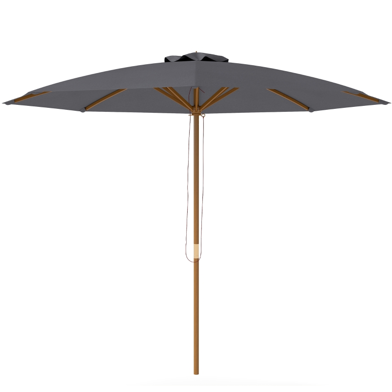 Outsunny 3m Wood Pole Parasol Umbrella - Grey