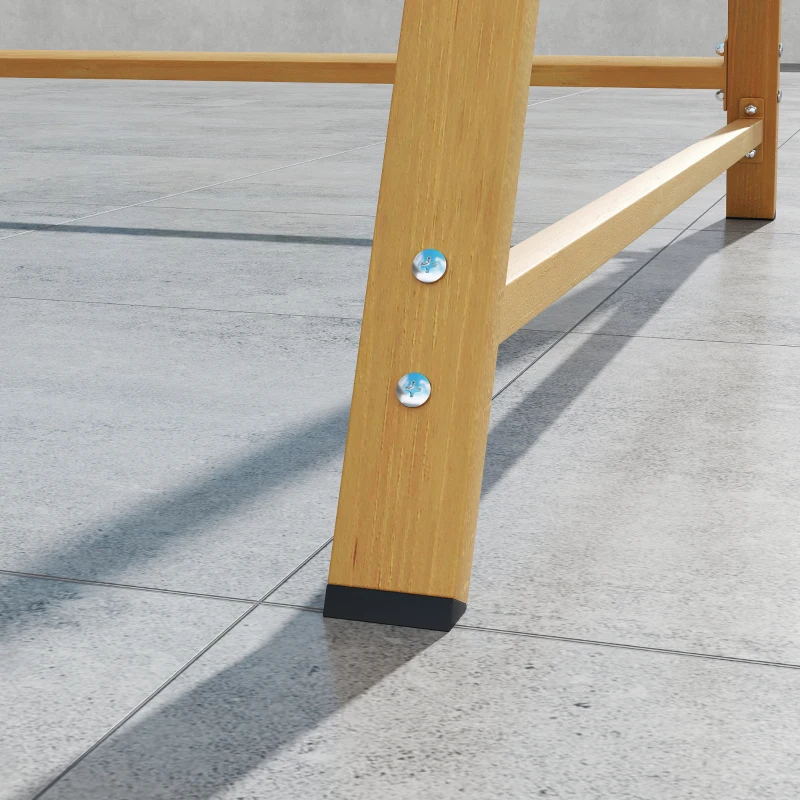 Outsunny Balancín de Jardín Exterior de 2 Plazas con Toldo Ajustable y Estructura de Metal 142x112x162 cm Madera Natural y Beige