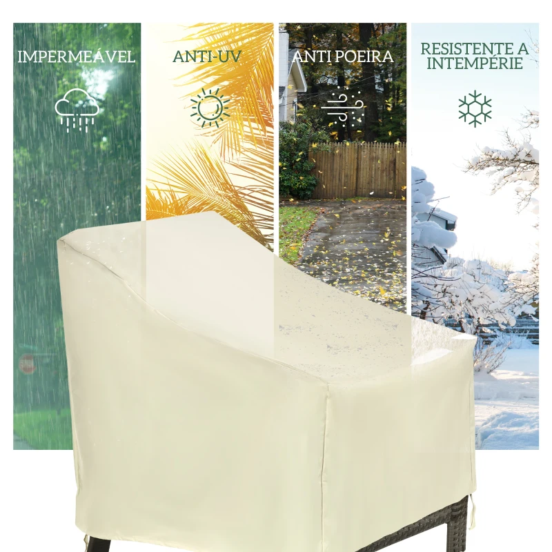 Outsunny Capa de Proteção para Cadeiras Cobertura de Móveis Cadeira Impermeável Exterior, Jardim Proteção contra Chuva e Sol 68x87x77 cm 600D Oxford Tecido