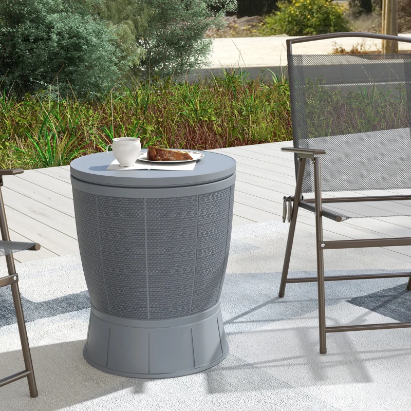 Outsunny Mesa Nevera para Exterior 41 L 3 en 1 Cool Bar Mesa Auxiliar con Altura Ajustable Cubo de Hielo Tapa Elevable Gris