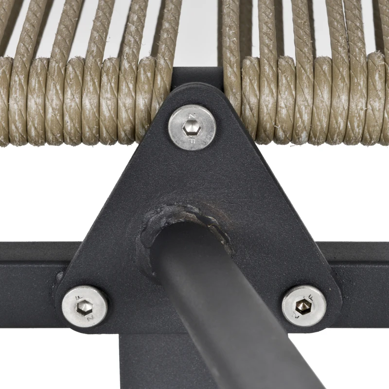 Outsunny Conjunto de Móveis de Vime Conjunto de Móveis para Jardim 3 Peças  Mesa Redonda e 2 Poltronas com Almofadas Acolchoadas Pátio Terraço Cinza e Marrom