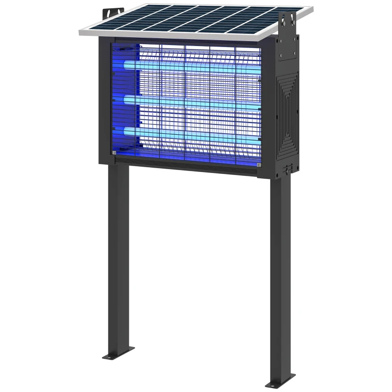 Outsunny Lampada Antizanzare per Esterno a Energia Solare con 60 LED e Rete di Protezione, Nero