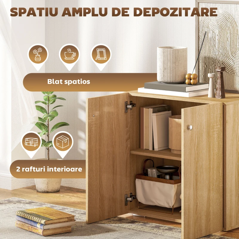 Homcom Dulap Lemn 70×39×70 cm – Cu 2 Usi, Ideal Birou & Living