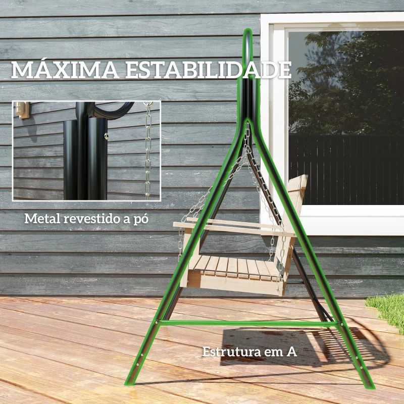 Outsunny Suporte para Baloiço de Metal Estrutura de Baloiço Resistente com Pés em Forma de A Carga 220 kg  172x126x170 cm Bronze