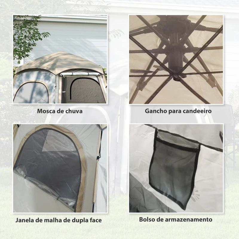 Outsunny Tenda de Campismo para 2-3 Pessoas Dobrável com Fácil Instalação e Bolsa de Transporte 280x240x155 cm Branco e Bege
