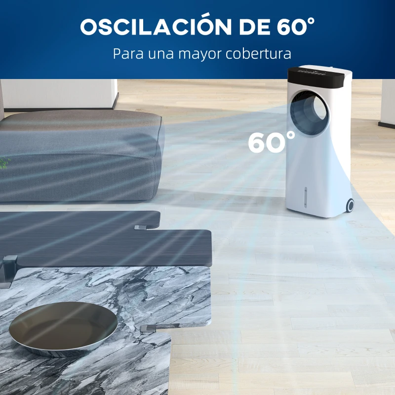 HOMCOM Climatizador Evaporativo 3 en 1 con Ventilador Enfriador y Humidificador 6 Velocidades 3 Modos y Depósito de 6,5 L