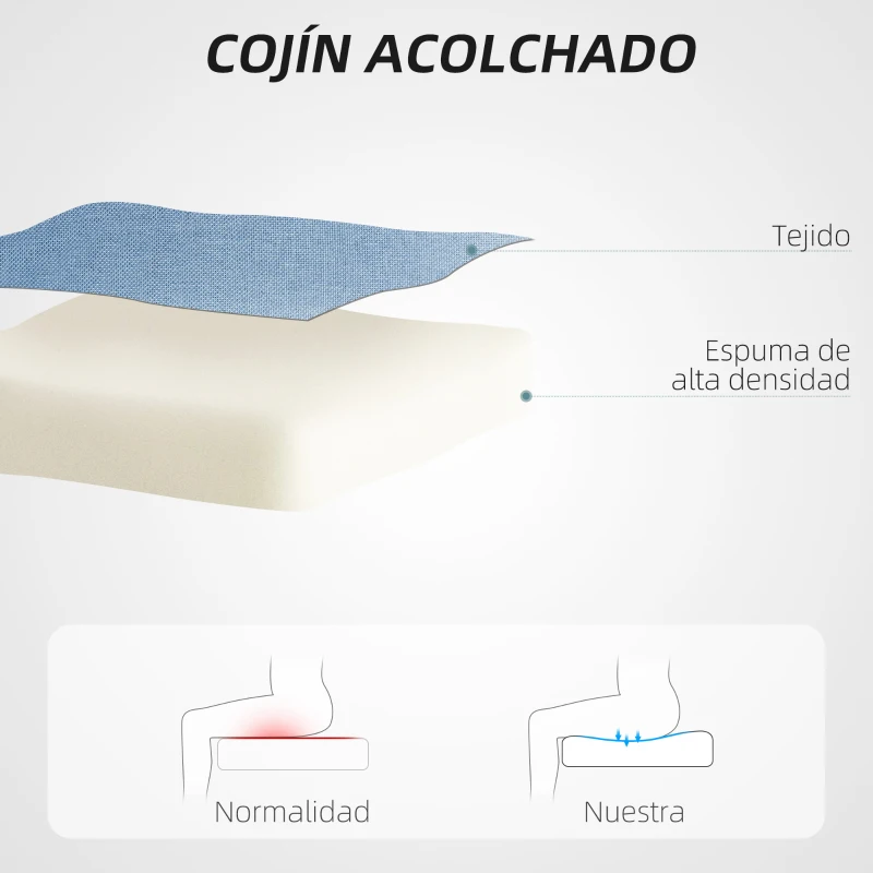 HOMCOM Silla de Oficina con Ruedas Altura Ajustable y Tapizado en Lino Sintético para Oficina o Estudio 53x43x85-93 cm Azul