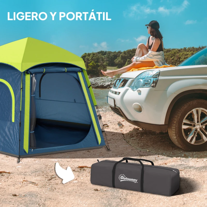 Outsunny Tienda de Campaña para 4 Personas con Fácil Montaje Protección UV y Bolsa de Transporte 280x240x155 cm Azul