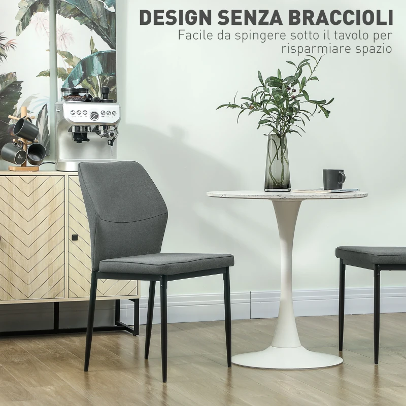 HOMCOM Set 2 Sedie da Pranzo Imbottite in Velluto con Schienale Ergonomico Senza Braccioli, Grigio