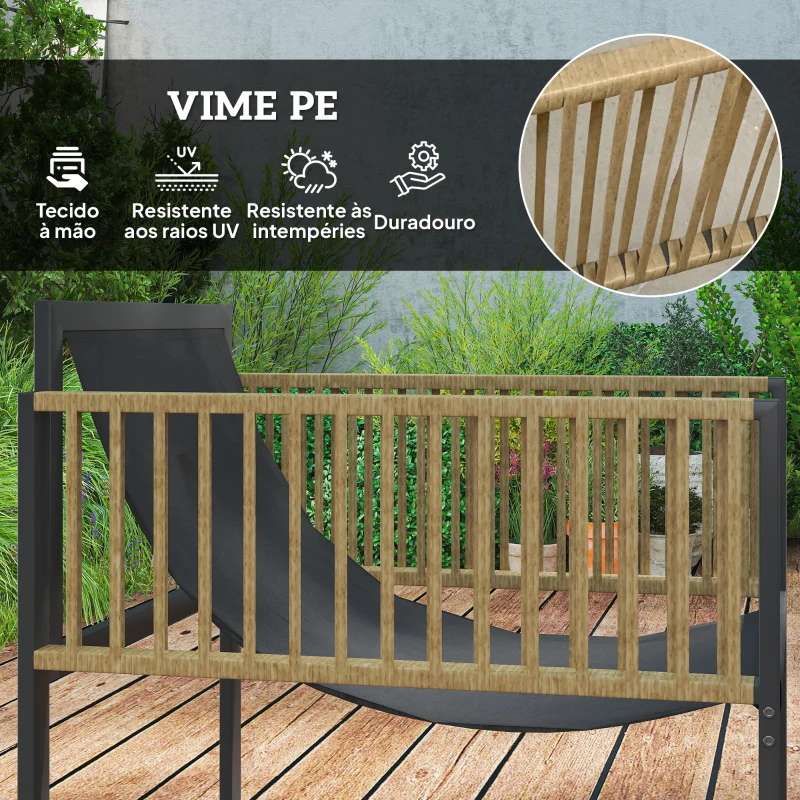 Outsunny Conjunto de Jardim de Vime Sintético de 4 Peças  Inclui Sofá de 2 Lugares 2 Poltronas 1 Mesa de Centro  Cinza e Madeira