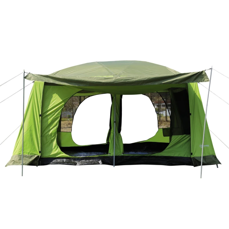 Outsunny Campingzelt Kuppelzelt Familienzelt 2 Schlafkabinen 4-8 Personen L405 x B305 x H225cm