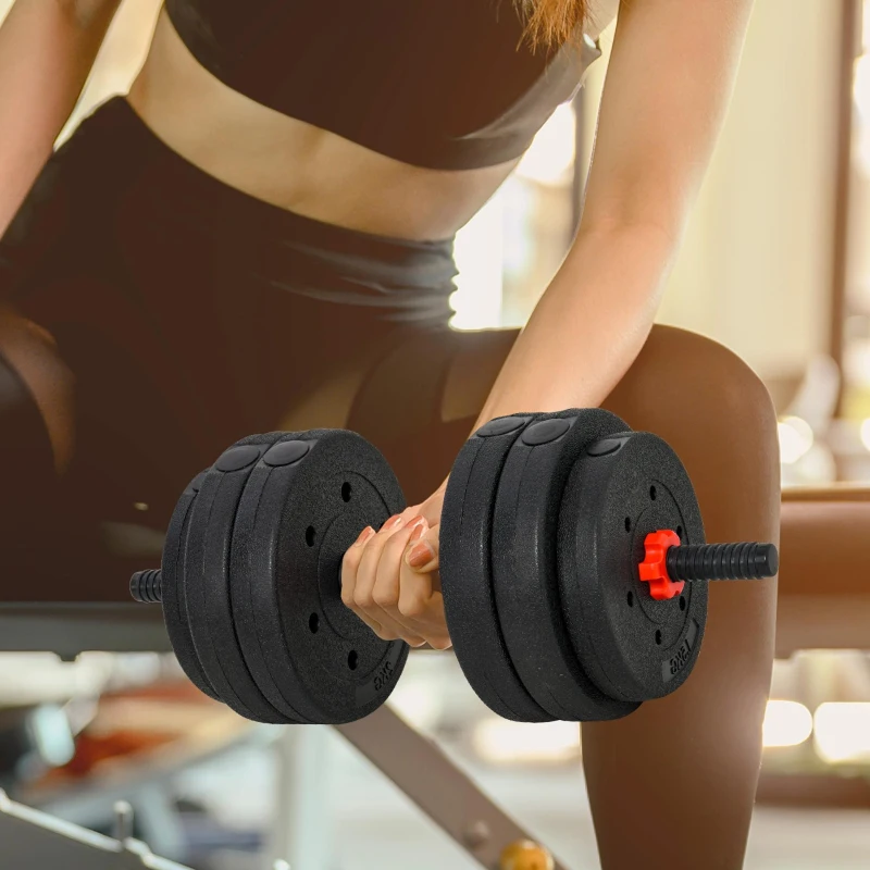 HOMCOM Juego de Mancuernas de 25 kg 2 en 1 de Dumbbell con Barras Conexión y Barra de Extensión Entrenamiento de Fuerza y Levantamiento de Pesas Negro