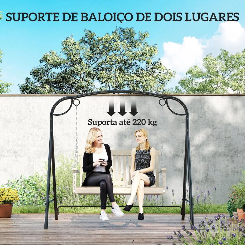 Outsunny Suporte para Baloiço de Metal Estrutura de Baloiço Resistente com Pés em Forma de A Carga 220 kg  172x126x170 cm Bronze