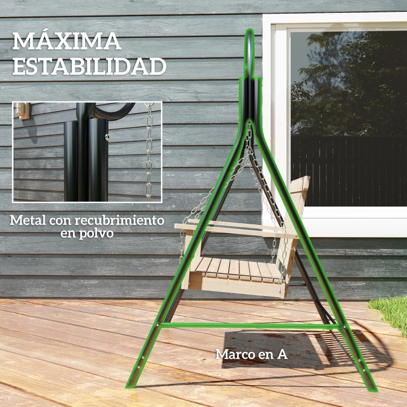 Outsunny Soporte para Columpio de Metal Estructura Resistente con Patas en A para Exterior 172x126x170 cm Acabado en Bronce