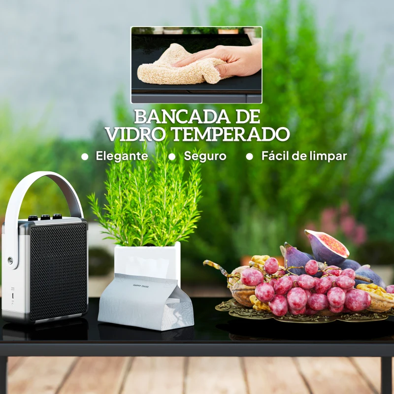 Outsunny Conjunto de Jardim de Vime Sintético de 4 Peças  Inclui Sofá de 2 Lugares 2 Poltronas 1 Mesa de Centro  Cinza e Madeira