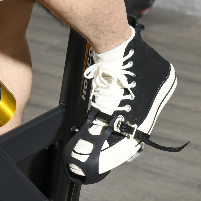 HOMCOM Bicicleta Estática con Volante de 8 kg Pantalla LCD Pulsómetro Sillín y Manillar Ajustables 103x48x115 cm Naranja