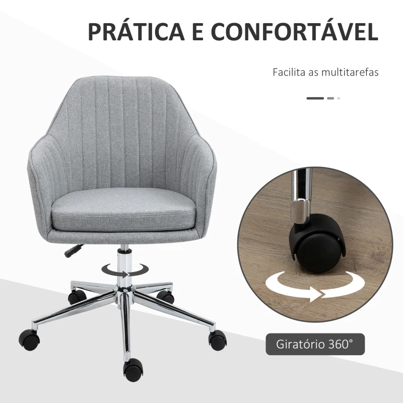 Vinsetto Cadeira de Escritório Operativa Giratória com Altura Ajustável Carga 120 kg 61x59x86-96 cm Cinza