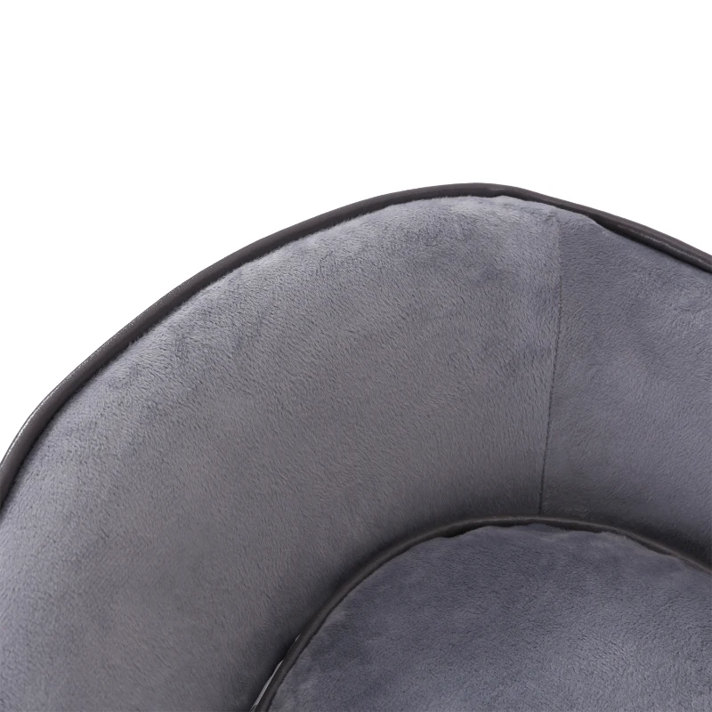 PawHut Sofá para animais de estimação acolchoado de madeira com almofadas grossas e bolso de armazenamento 68,5x40,5x40,5 cm Cinza