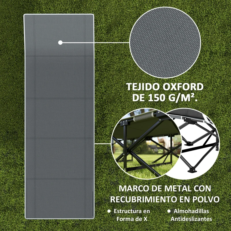Outsunny Cama de Camping Plegable con Colchón Extraíble Reposacabezas y Bolsa de Transporte 196x68x37 cm Negro