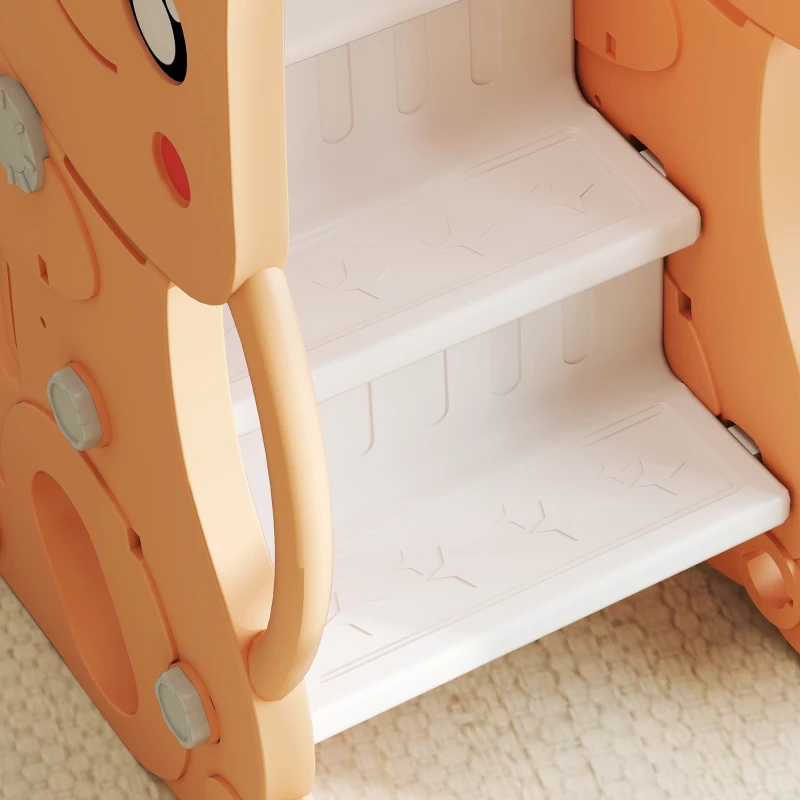 AIYAPLAY Tobogán Infantil con Columpio con Barandilla y Canasta 4 en 1 para Niños de +18 Meses 147,5x160x107 cm Naranja