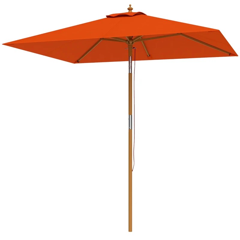 Outsunny 2m Tilting Wooden Pole Parasol - Orange