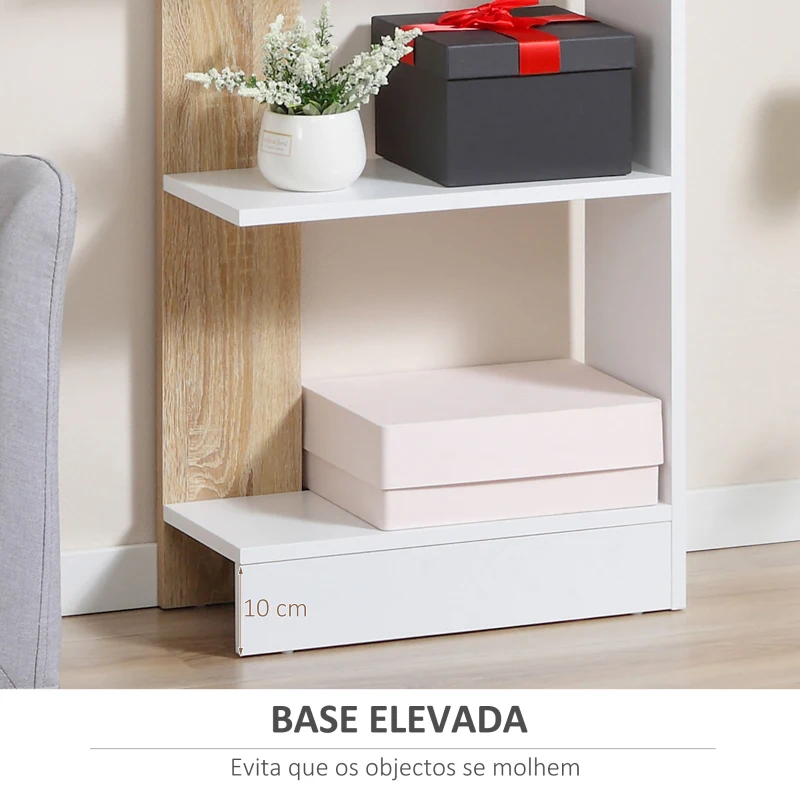 HOMCOM Estante de Armazenamento com 5 Prateleiras Estante Multiuso para Escritório  45x21x170cm Branco e Carvalho