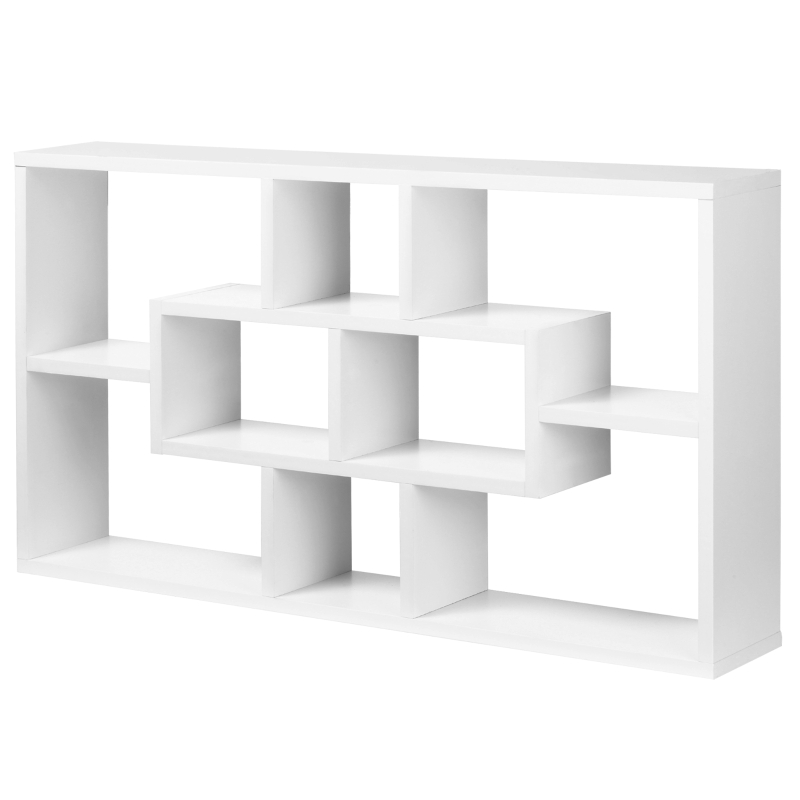 HOMCOM Estante de parede decorativa Conjunto de 8 estantes para CDs Estantes Flutuantes Cubos Modernos 85x14,5x47,5cm Carga 20kg Madeira