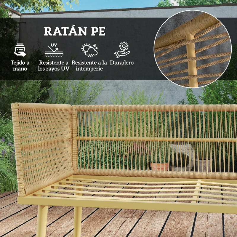 Outsunny Conjunto de Jardín de Ratán Sintético de 4 Piezas con Sofás Modulares Mesa Auxiliar y Cojines Natural