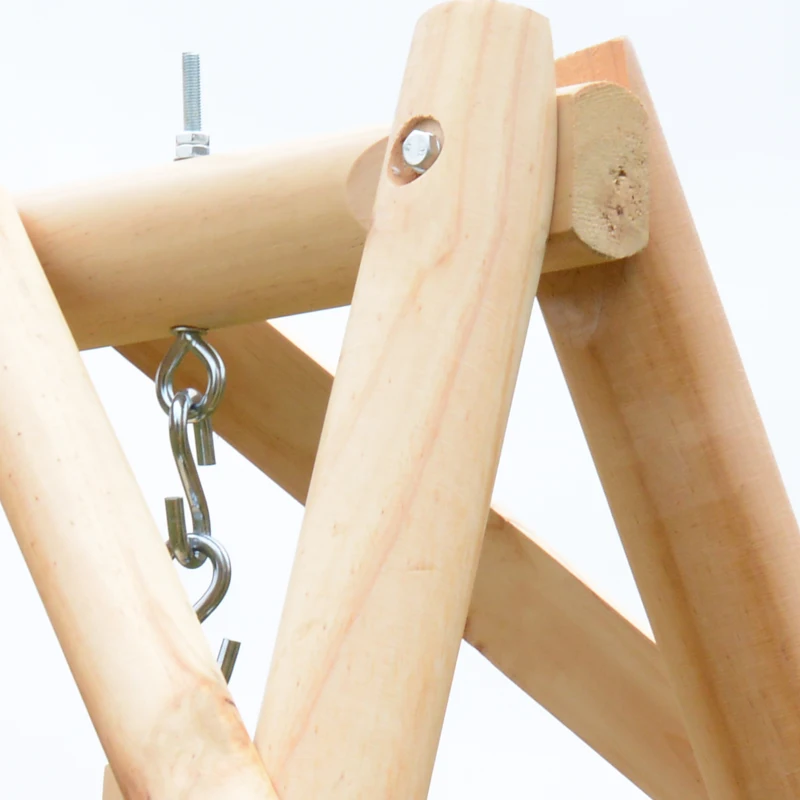 Outsunny Outdoor 2 Seater Swing Chair Larch Wood Garden Swing Seat Porch Hammock Bench Lounger