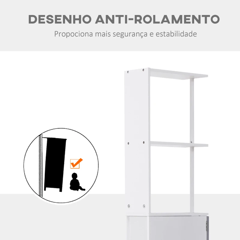 HOMCOM Armário Alto para Casa de Banho com 2 Prateleiras 1 Porta e 2 Gavetas 15x33x136 cm Branco