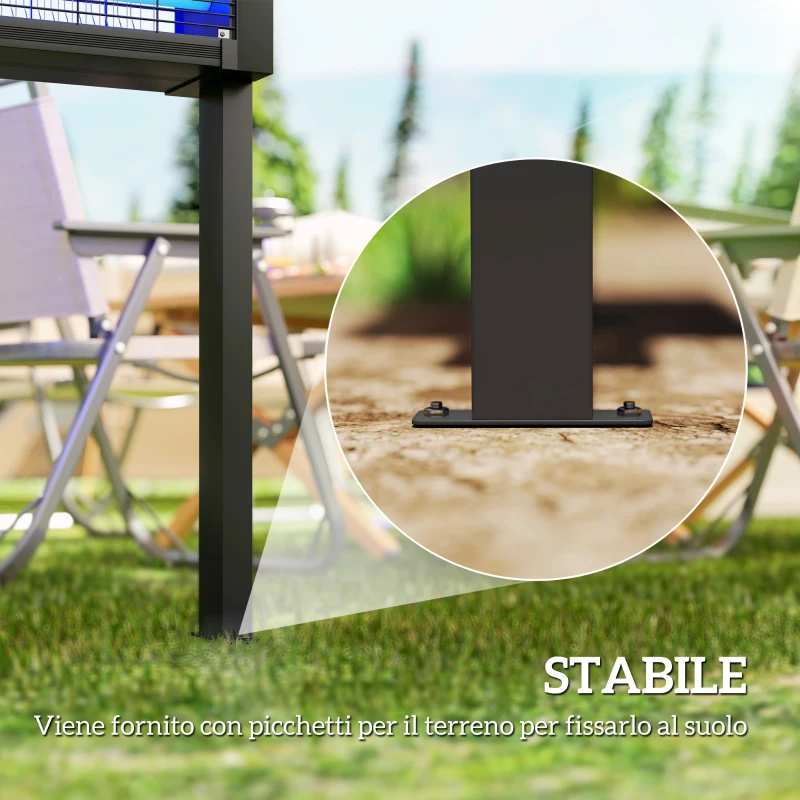 Outsunny Lampada Antizanzare per Esterno a Energia Solare con 60 LED e Rete di Protezione, Nero