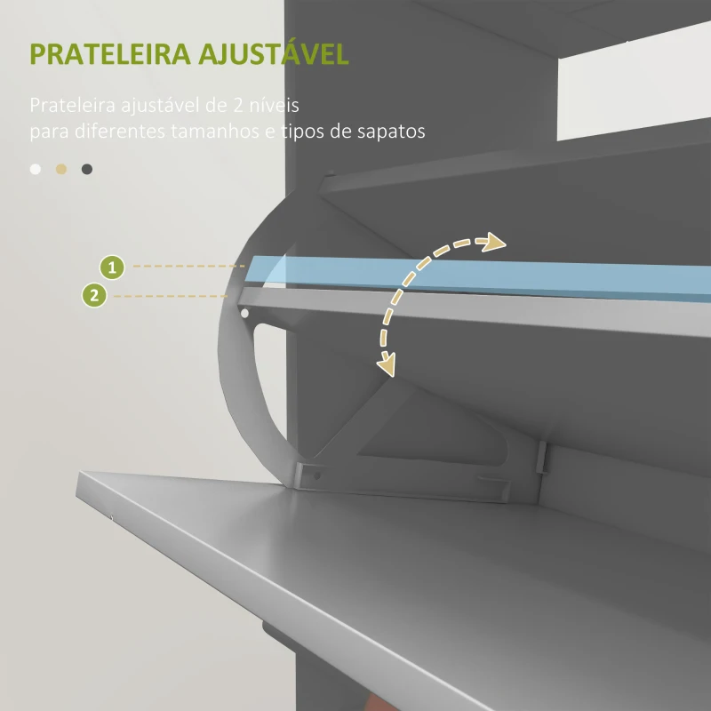 HOMCOM Sapateira Móvel Sapateira Estreita com 2 Portas e 1 Gaveta para 8 Pares de Sapatos 60x23,5x98,5 cm Cinzento