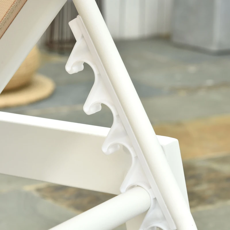 Outsunny Sonnenliege, Gartenliege, 5-stufige Rückenlehne, Aluminium, Cremeweiß, 202 x 65 x 43 cm