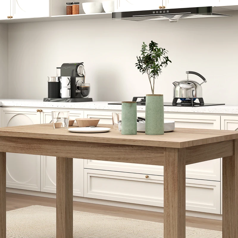 HOMCOM Mesa de Comedor Rectangular 140x80 cm para 6 Personas Tablero Laminado de 30 mm y Patas Robustas Estilo Moderno Natural