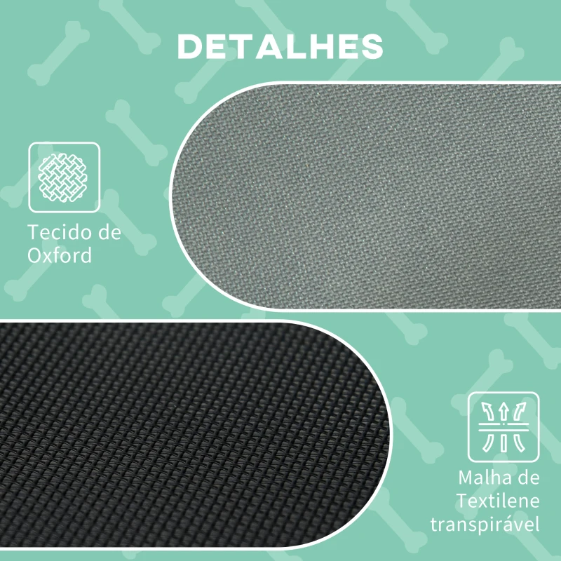 PawHut Cama elevada para animais de estimação Portátil com tecido respirável de toldo removível para interior e exterior 122x92x108 cm cinza