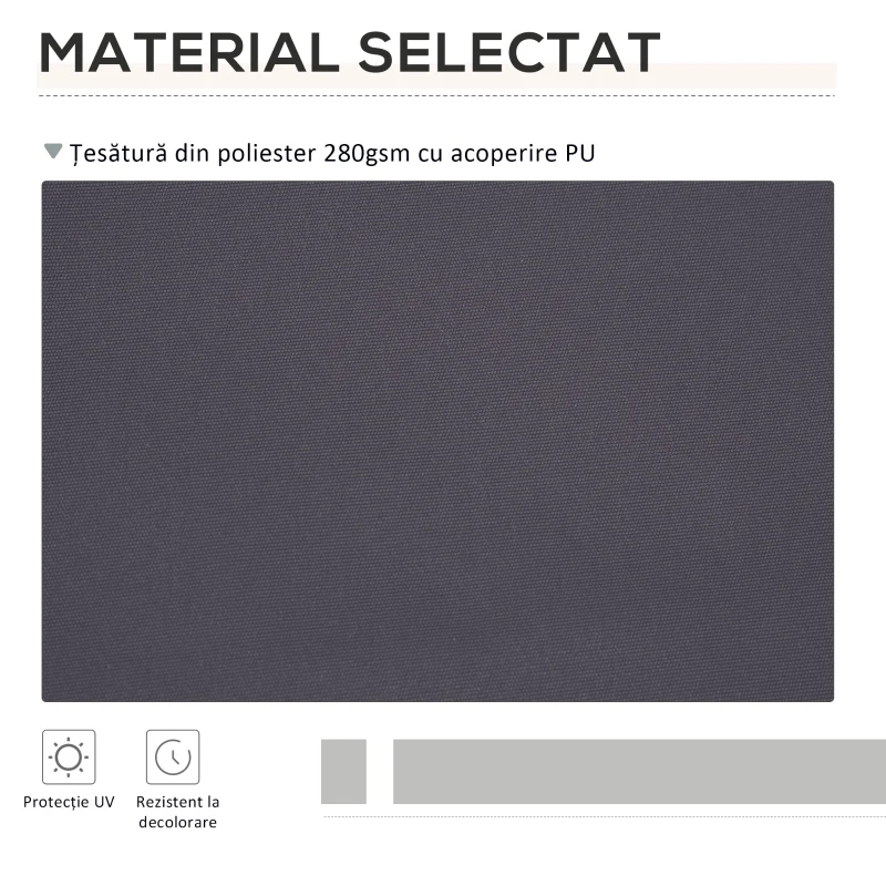 Outsunny Pânză de Schimb pentru Copertină Retractabilă Anti UV 30+, 3.47x2.9 m, Gri