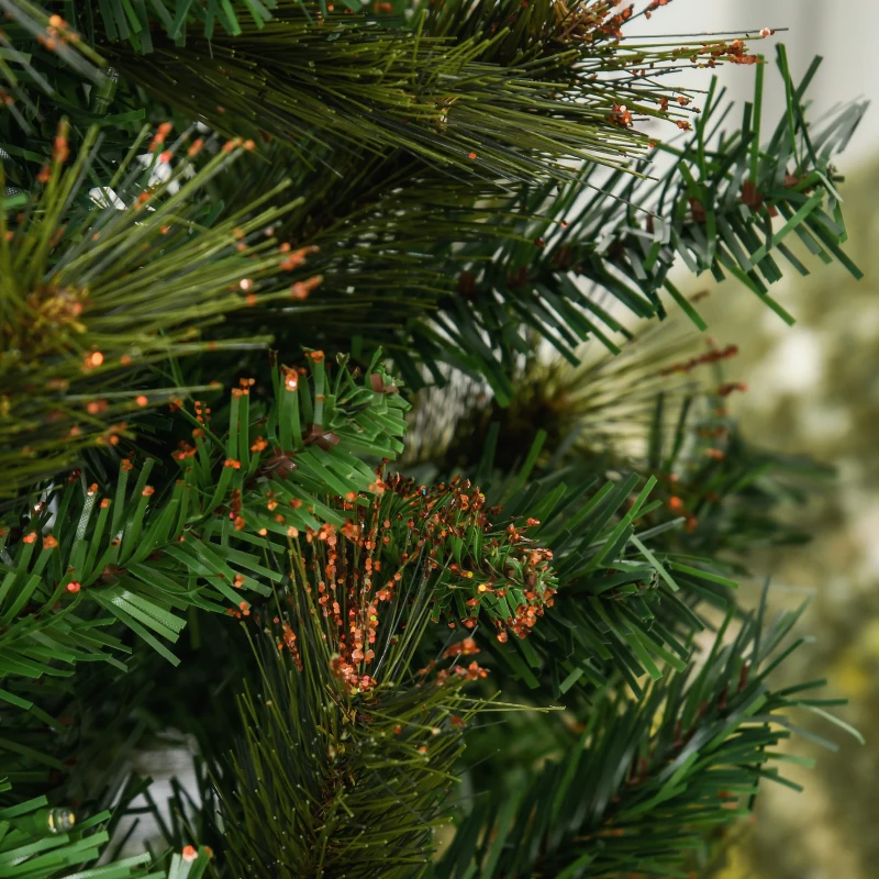 HOMCOM 1.5m 5ft Pre-Lit Christmas Tree Artificial Spruce Xmas Tree Warm White LED Holiday Décor with Metal Stand