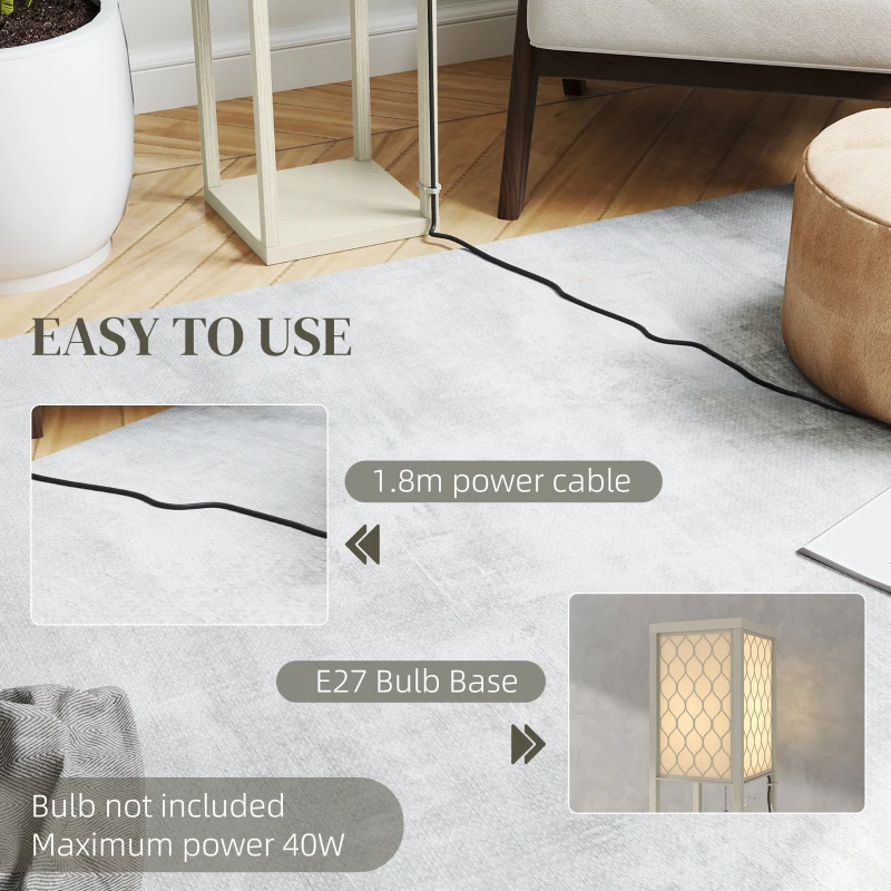 HOMCOM Three-Shelf Standing Lamp - Oak/White