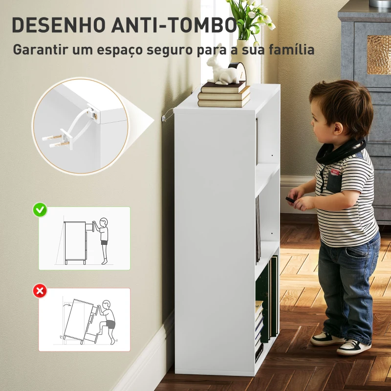 HOMCOM Estante de 3 Níveis Estante para Livros com 2 Prateleiras Ajustáveis para Sala de Estar Escritório Quarto 60x24x80 cm Branco